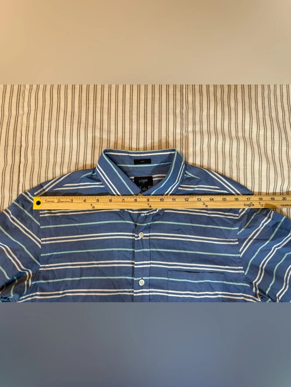 J. Crew Slim Fit Blue Striped Button Down Shirt Men’s Medium Long Sleeve Cotton